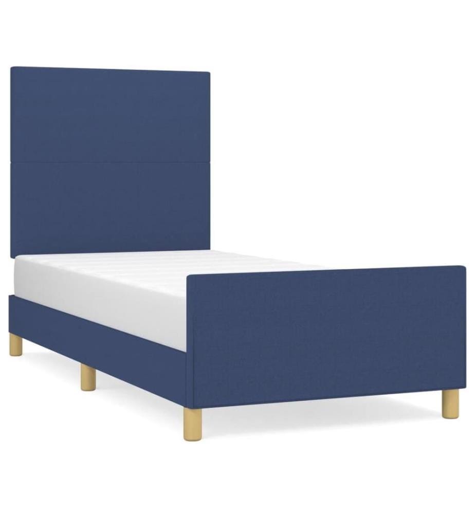 Bettgestell mit Kopfteil Blau 80x200 cm Stoff