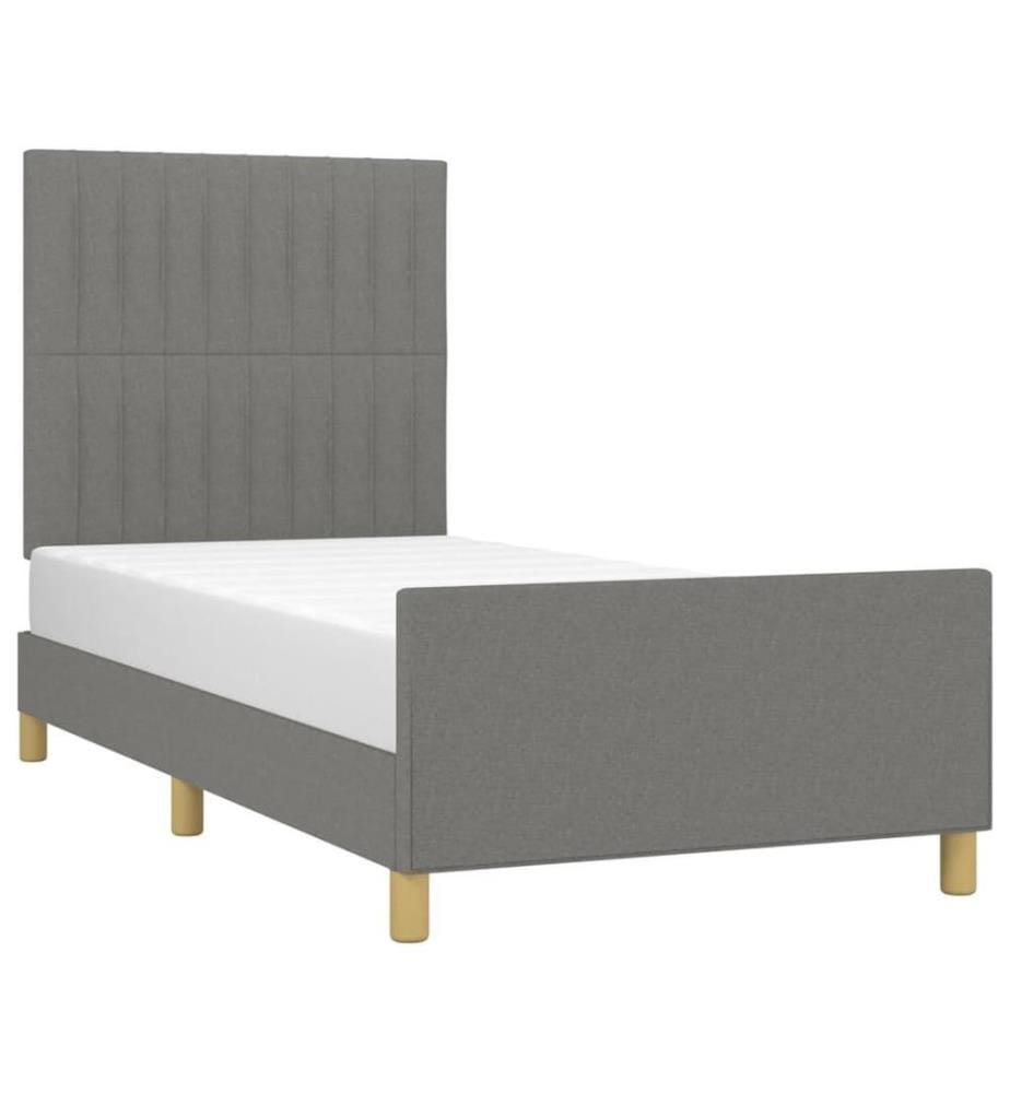 Cadre de lit avec tête de lit Gris foncé 90x190 cm Tissu