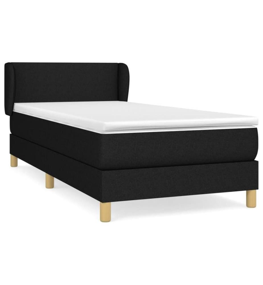 Lit à sommier tapissier avec matelas Noir 90x190 cm Tissu