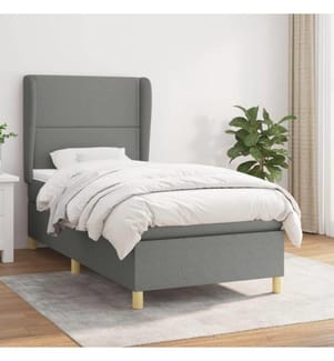 Boxspringbett mit Matratze Dunkelgrau 90x190 cm Stoff