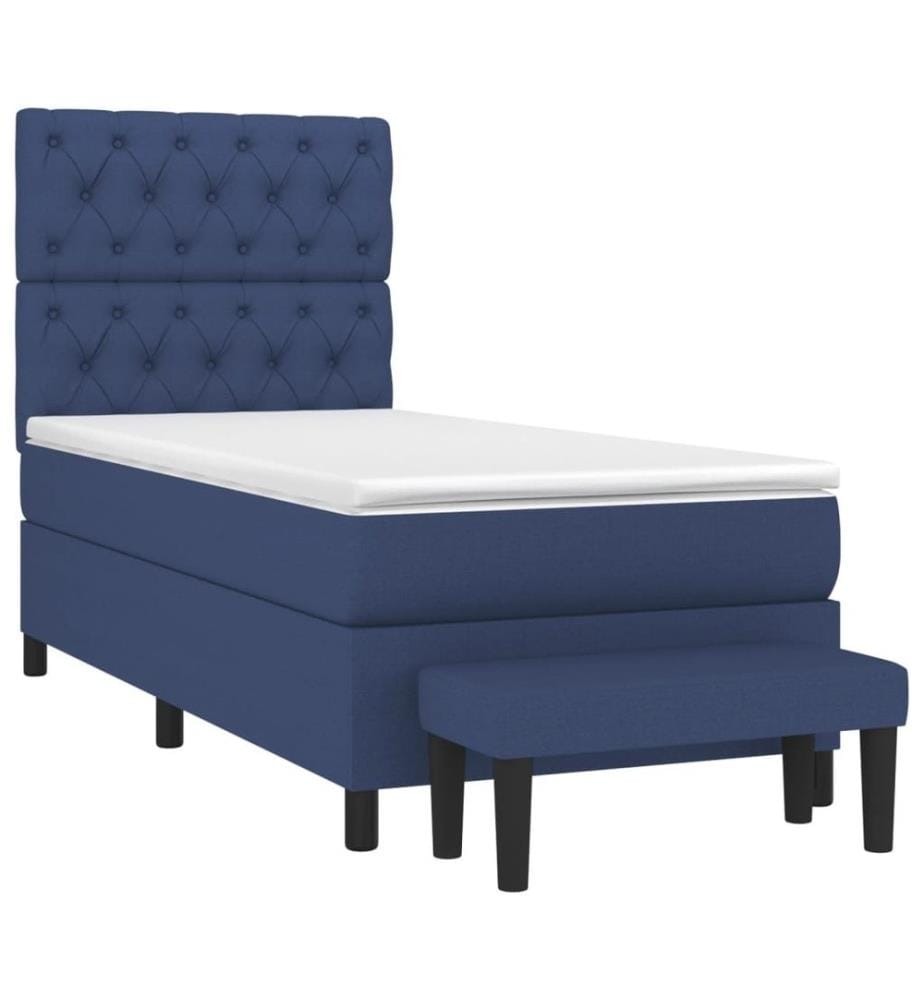 Lit à sommier tapissier avec matelas Bleu 80x200 cm Tissu