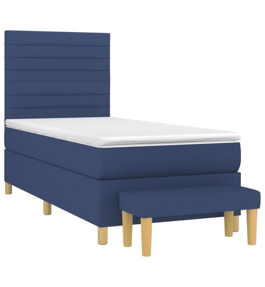Lit à sommier tapissier avec matelas Bleu 80x200 cm Tissu