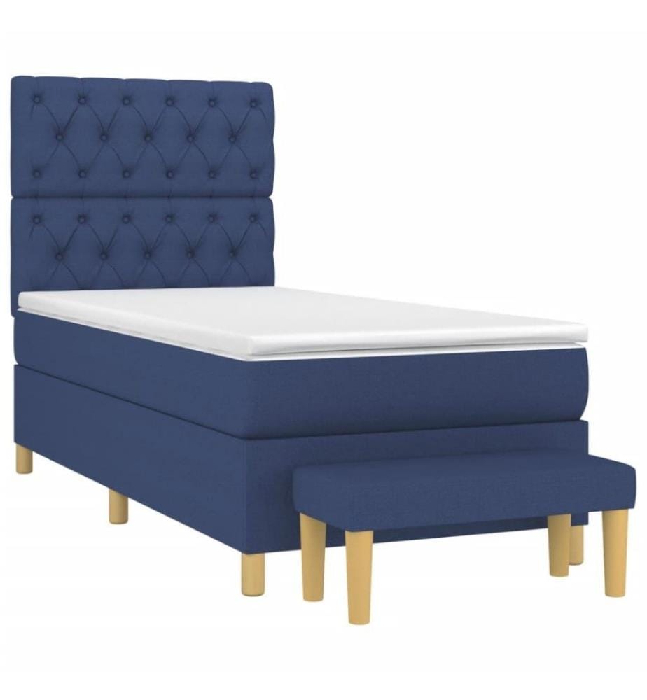 Lit à sommier tapissier avec matelas Bleu 80x200 cm Tissu