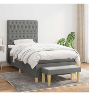 Boxspringbett mit Matratze Dunkelgrau 90x190 cm Stoff