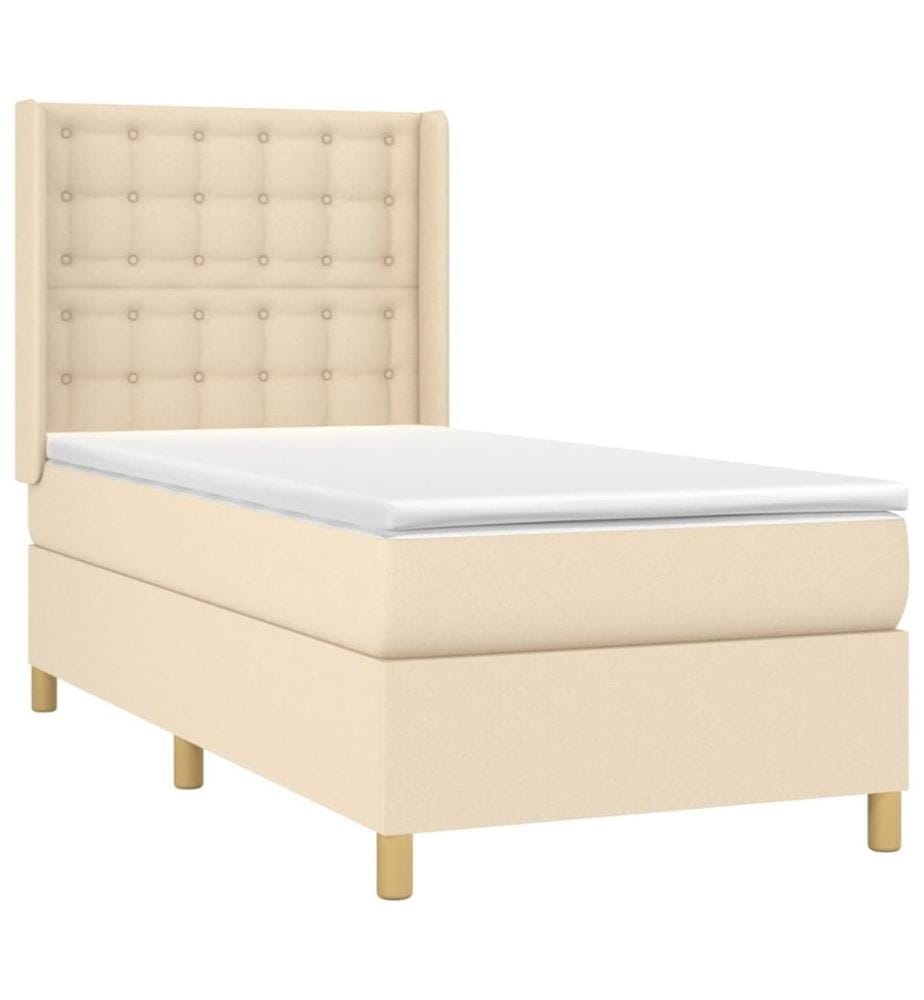 Boxspringbett mit Matratze & LED Creme 80x200 cm Stoff