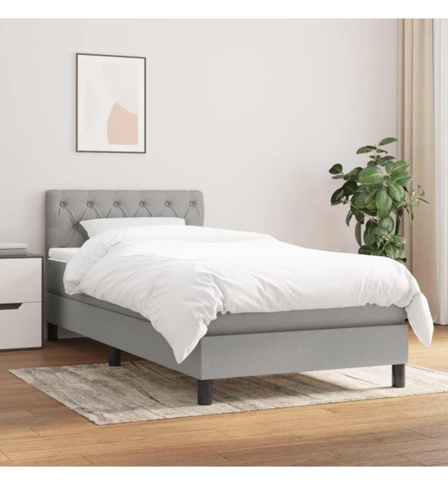 Boxspringbett mit Matratze Hellgrau 80x200 cm Stoff