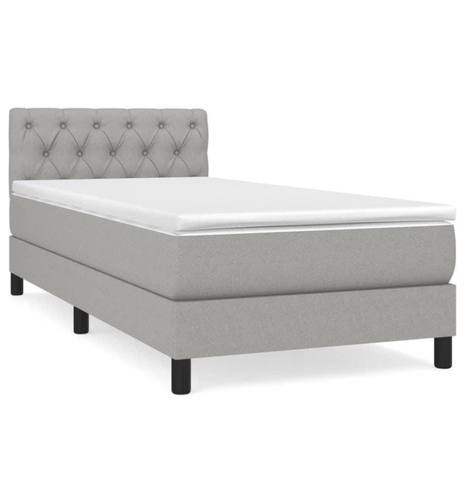 Boxspringbett mit Matratze Hellgrau 80x200 cm Stoff