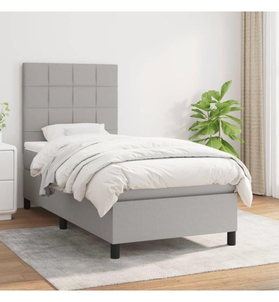 Lit à sommier tapissier avec matelas Gris clair 80x200 cm Tissu