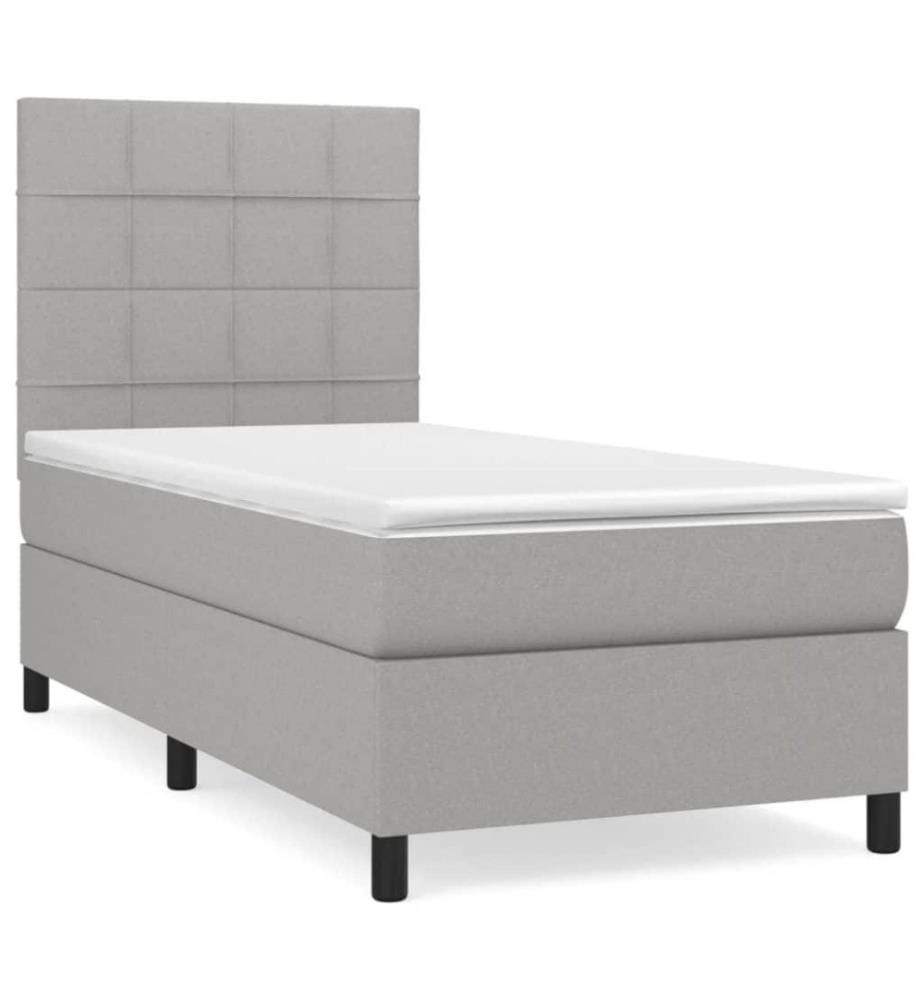 Lit à sommier tapissier avec matelas Gris clair 80x200 cm Tissu