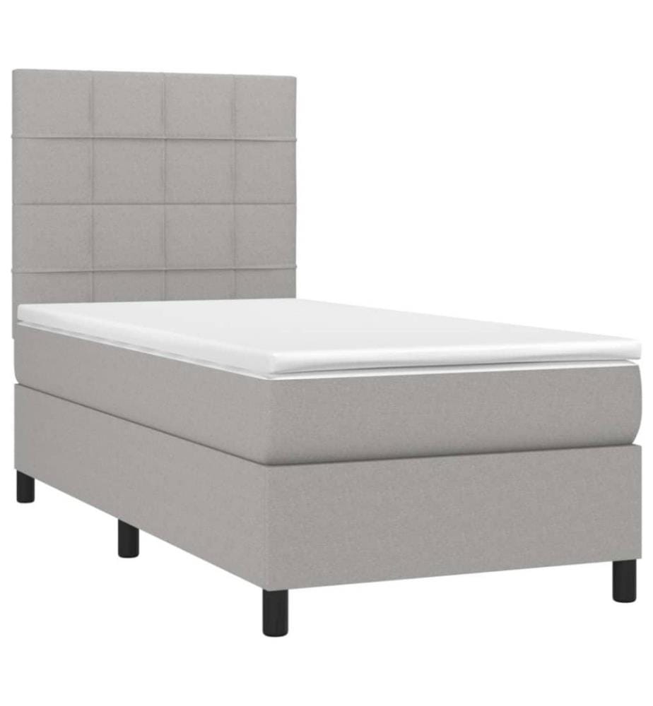 Lit à sommier tapissier avec matelas Gris clair 80x200 cm Tissu