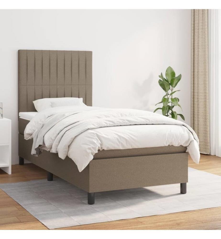 Lit à sommier tapissier avec matelas Taupe 80x200 cm Tissu