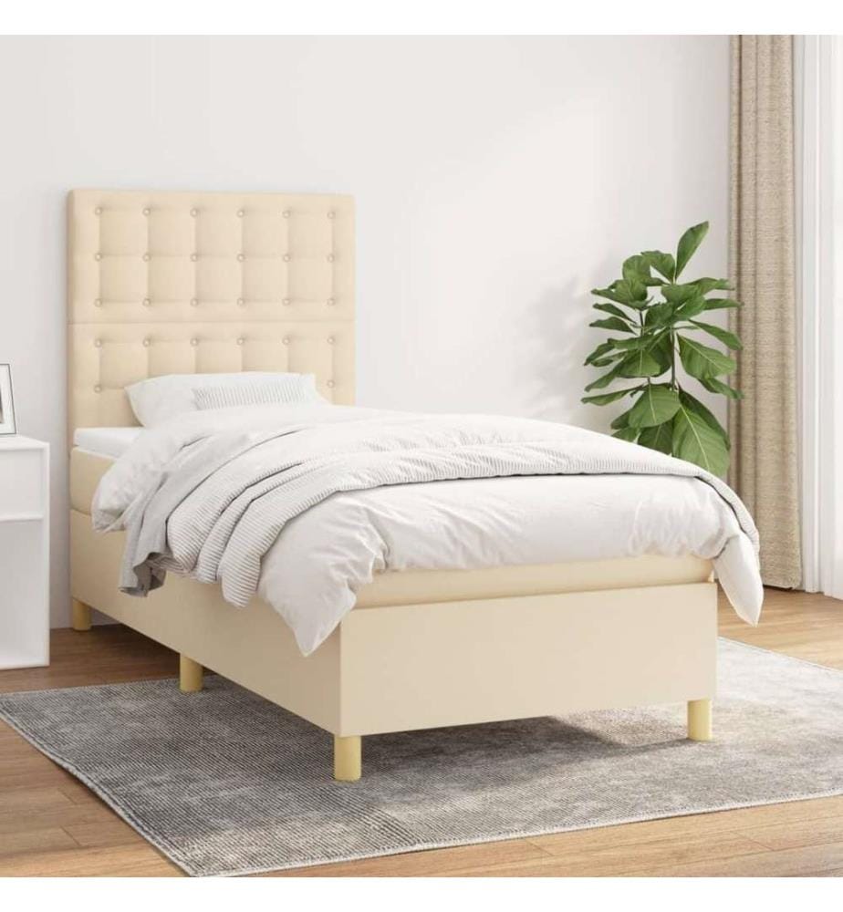 Boxspringbett mit Matratze Creme 80x200 cm Stoff