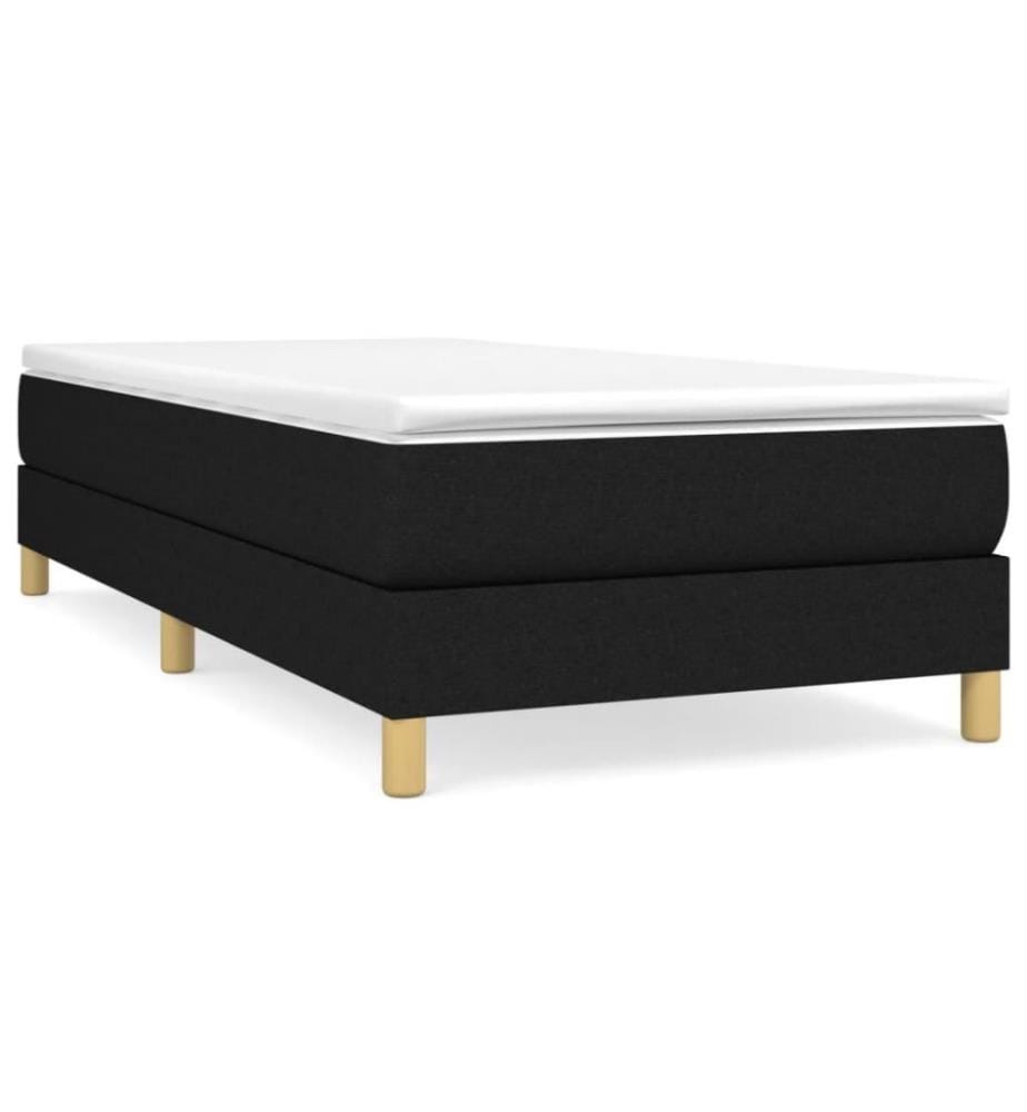 Lit à sommier tapissier et matelas Noir 80x200 cm Tissu