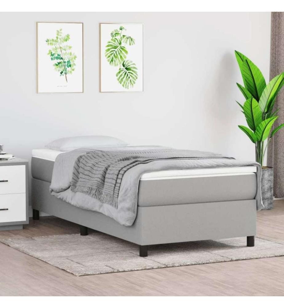 Boxspringbett mit Matratze Hellgrau 80x200 cm Stoff