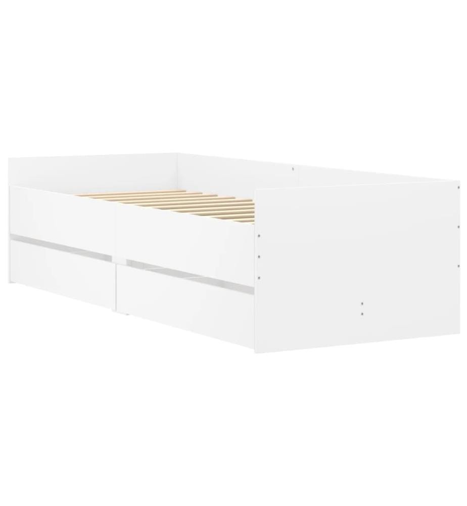 Cadre de lit avec tiroirs blanc 90x190 cm