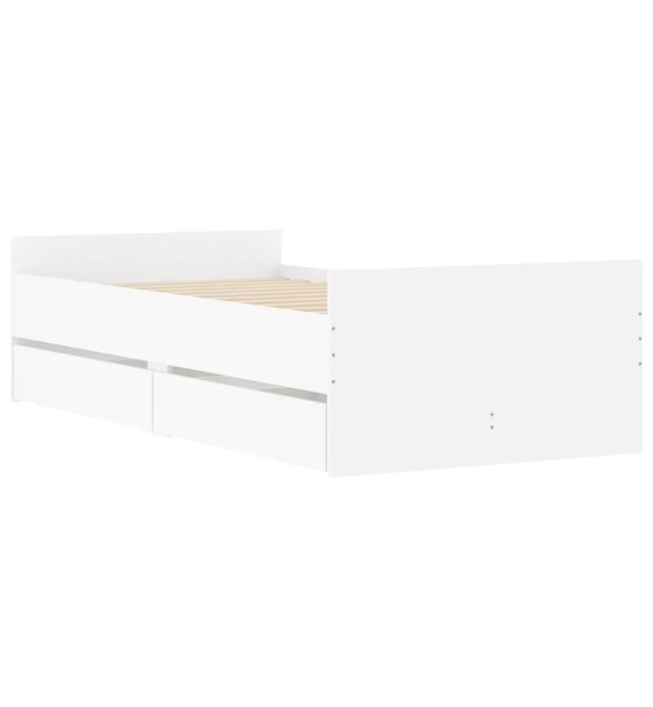 Cadre de lit avec tiroirs blanc 90x190 cm