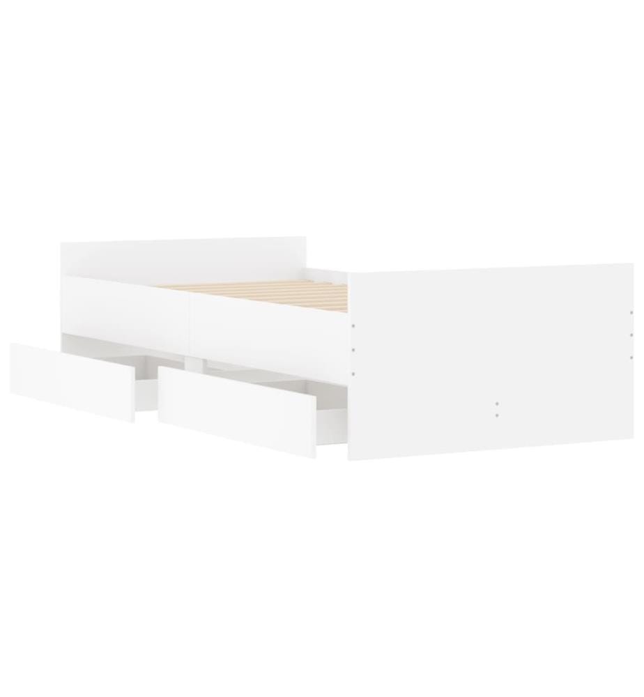 Cadre de lit avec tiroirs blanc 90x190 cm
