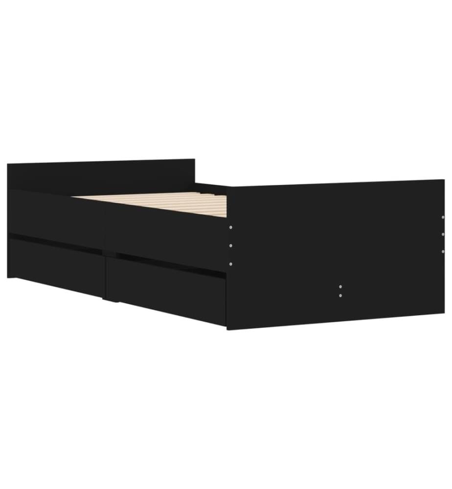 Cadre de lit avec tiroirs noir 90x190 cm