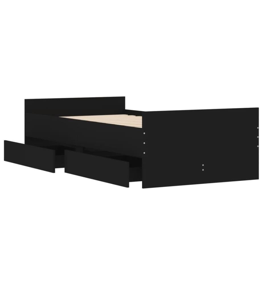 Cadre de lit avec tiroirs noir 90x190 cm