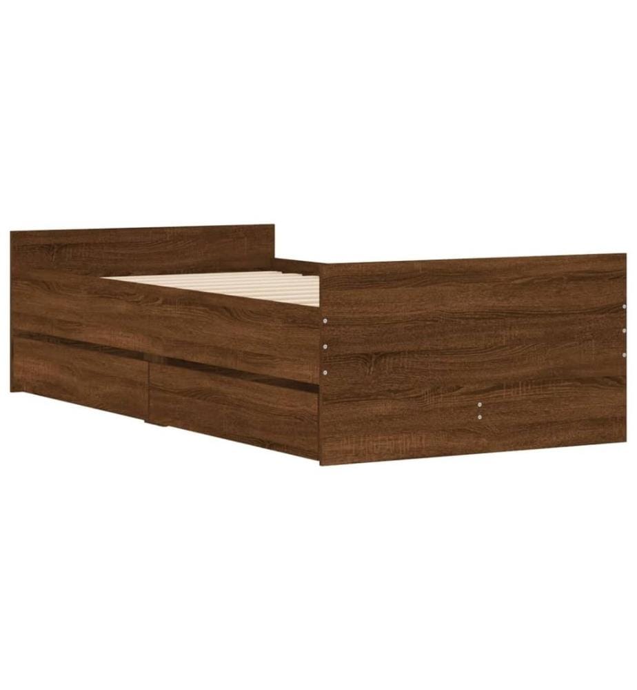 Cadre de lit avec tiroirs chêne marron 90x190 cm