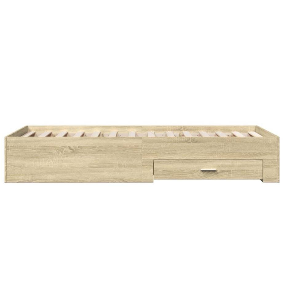 Cadre de lit et tiroirs chêne sonoma 90x190cm bois d'ingénierie