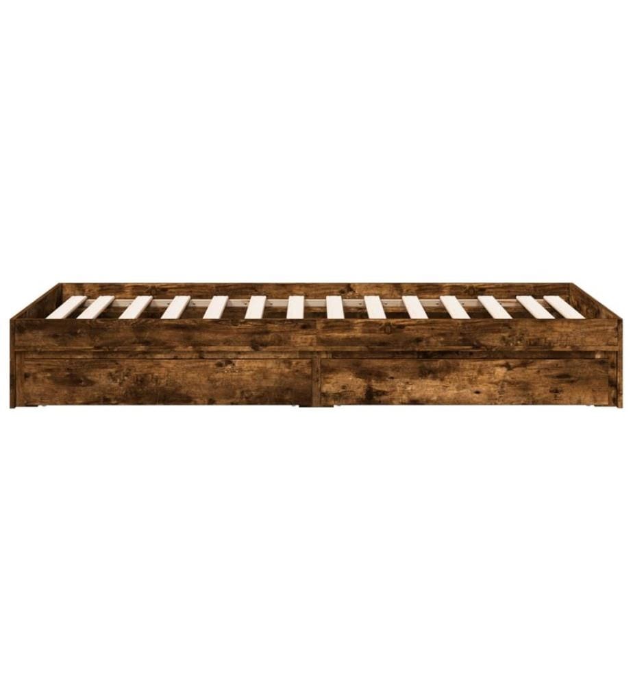 Cadre de lit et tiroirs chêne fumé 90x190 cm bois d'ingénierie
