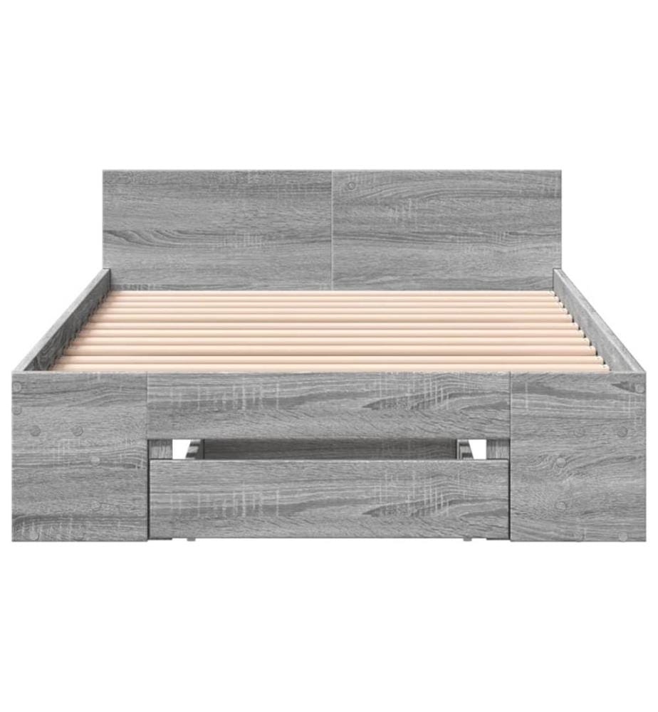 Cadre de lit et tiroir sonoma gris 90x190 cm bois d'ingénierie
