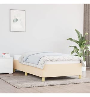 Bettgestell Creme 90x190 cm Stoff