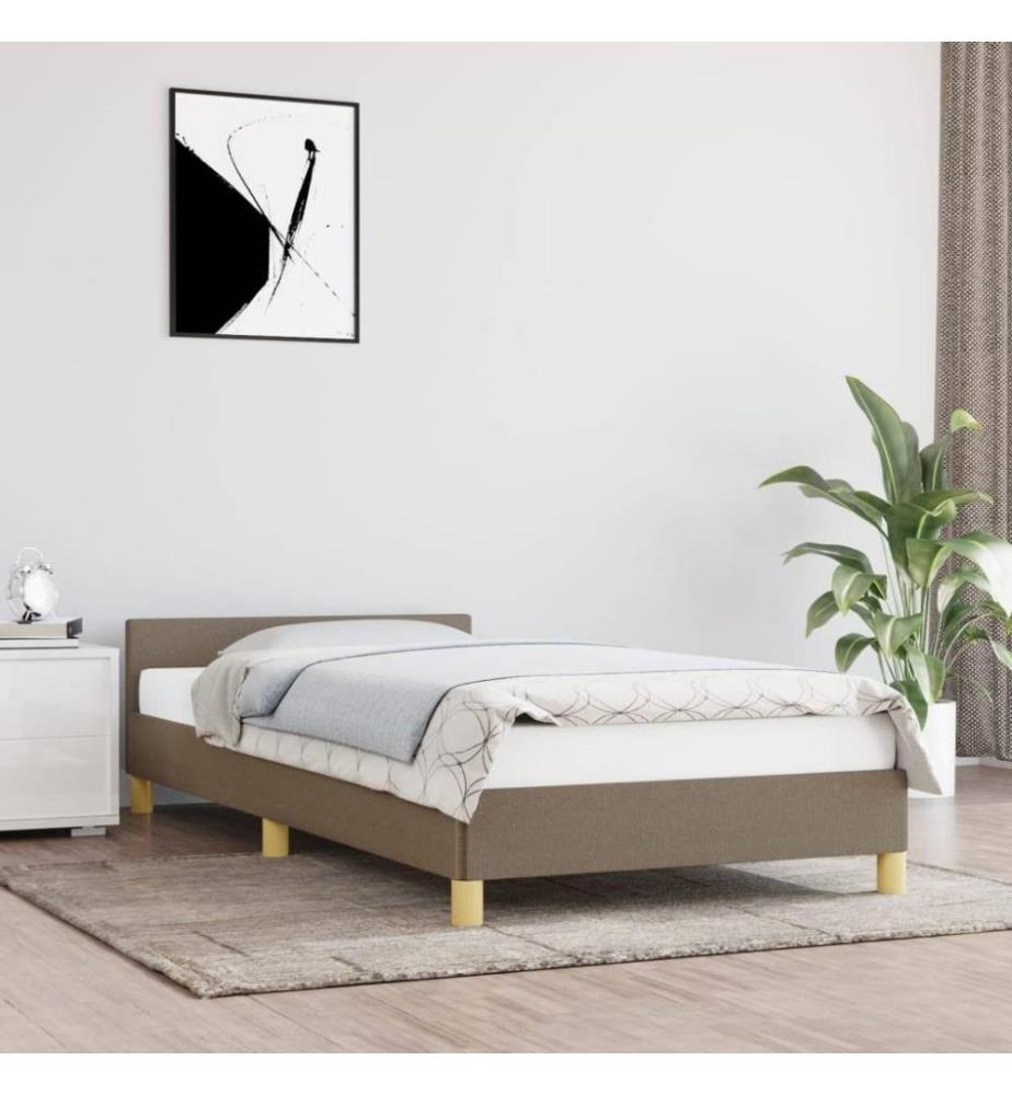 Bettgestell mit Kopfteil Taupe 90x190 cm Stoff