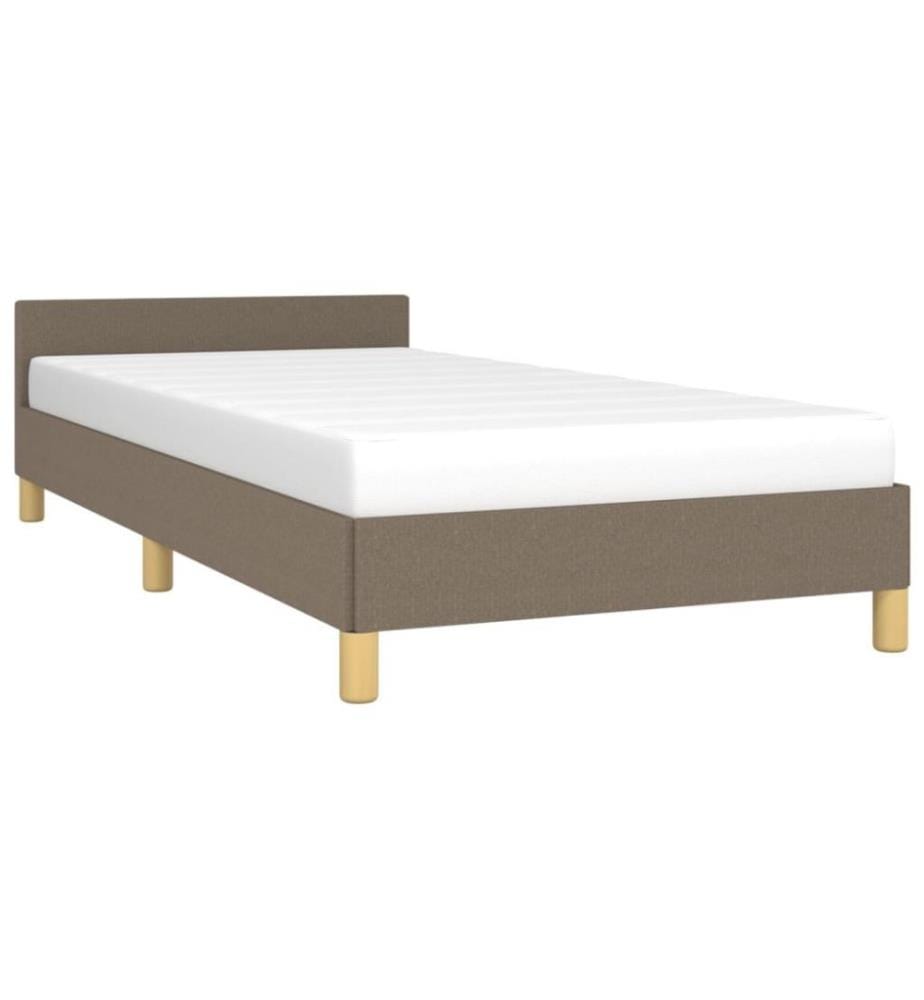 Bettgestell mit Kopfteil Taupe 90x190 cm Stoff