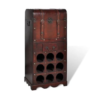 Holz-Flaschenregal für 9 Flaschen mit Aufbewahrungstruhe