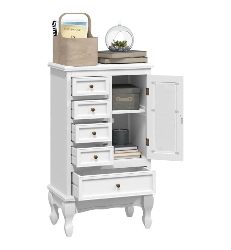Armoire avec 5 tiroirs et 2 étagères Blanc