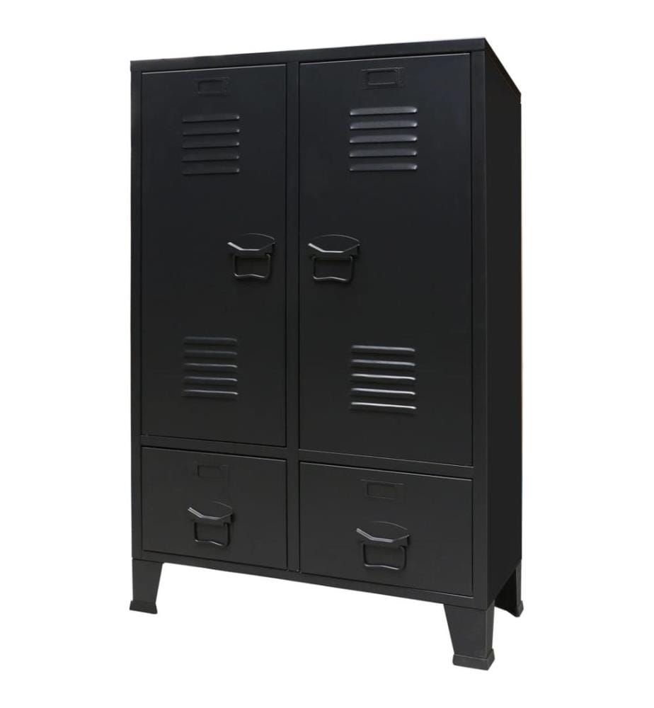 Kleiderschrank Metall Industrie-Stil 67 x 35 x 107 cm Schwarz