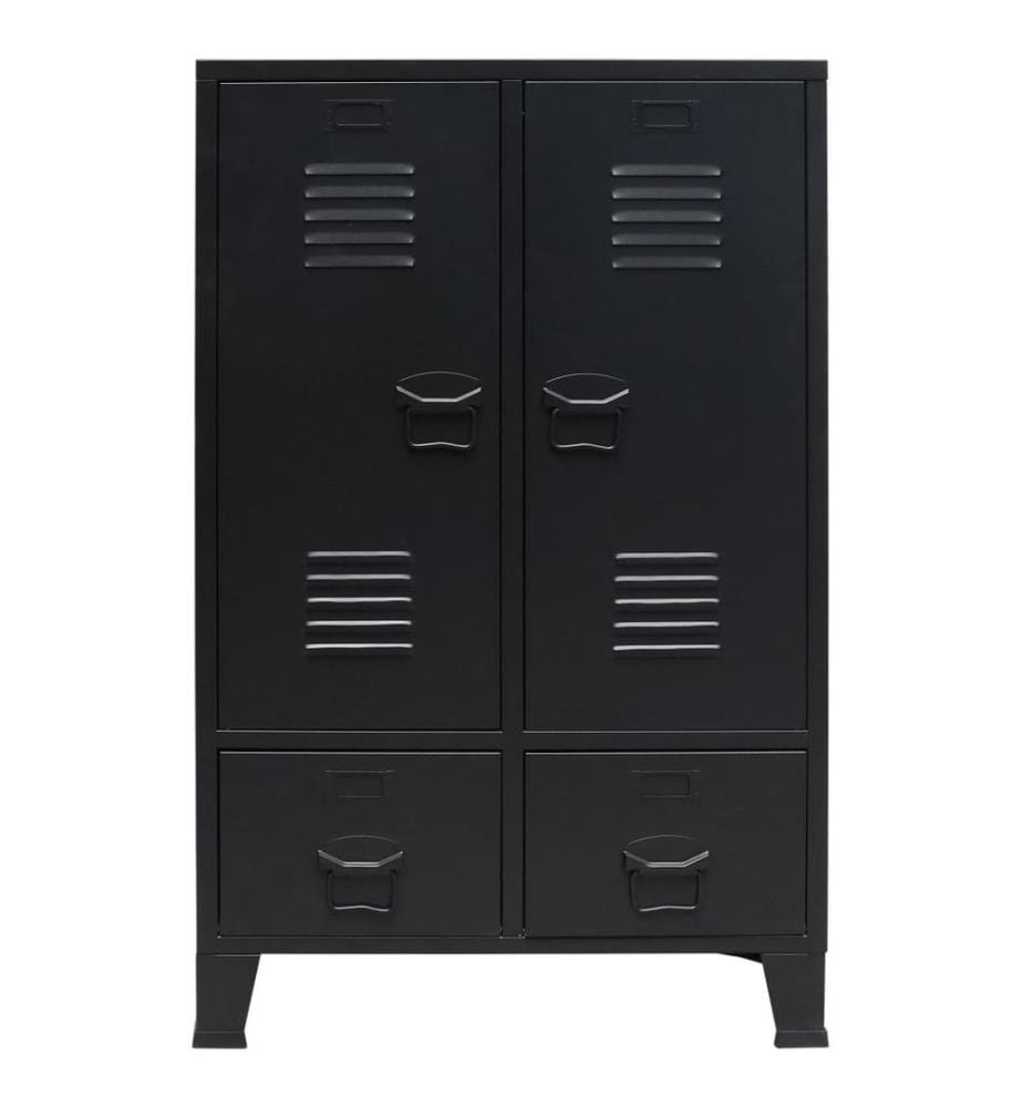 Kleiderschrank Metall Industrie-Stil 67 x 35 x 107 cm Schwarz