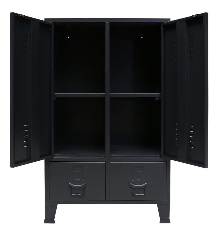 Kleiderschrank Metall Industrie-Stil 67 x 35 x 107 cm Schwarz
