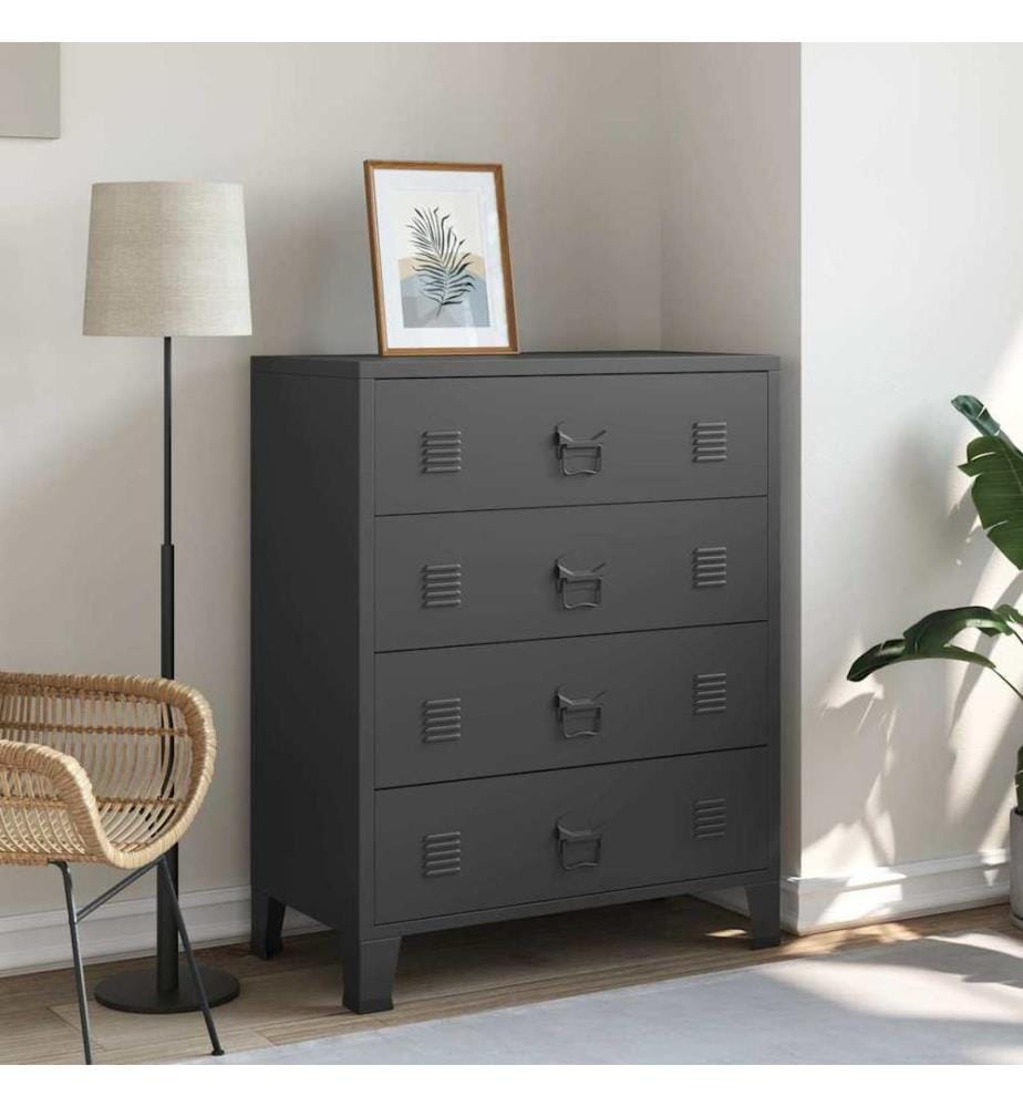 Schubladenschrank Metall Industrie-Stil 78 x 40 x 93 cm Schwarz