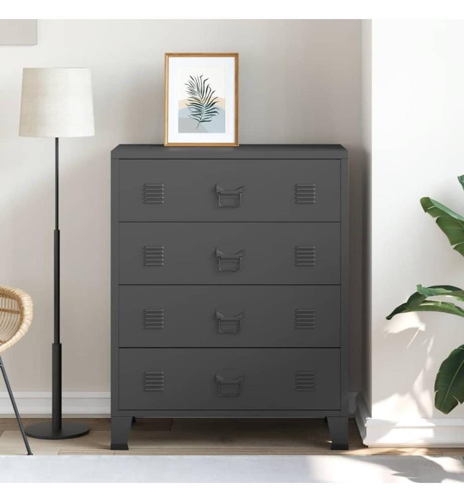 Schubladenschrank Metall Industrie-Stil 78 x 40 x 93 cm Schwarz