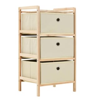 Korb-Kommode mit 3 Stoffkörben Zedernholz Beige