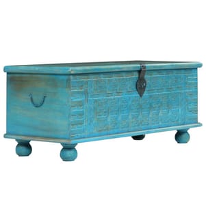 Aufbewahrungstruhe Massivholz Mango Blau 100x40x41 cm