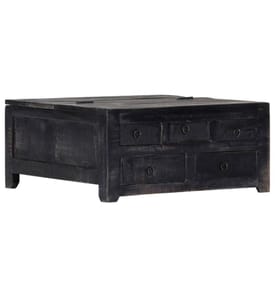 Couchtisch Schwarz 65x65x30 cm Massivholz Mango