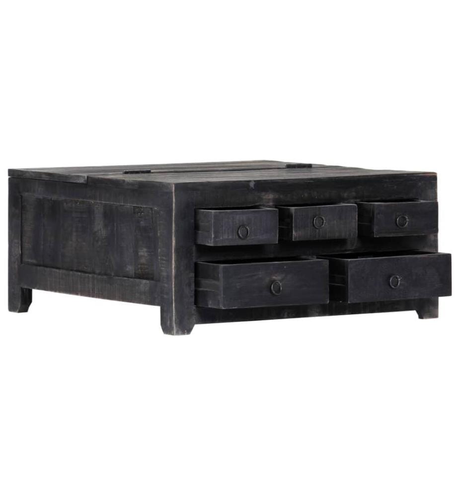 Couchtisch Schwarz 65x65x30 cm Massivholz Mango