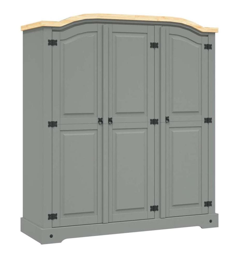 Kleiderschrank Mexiko-Stil Kiefernholz 3 Türen Grau