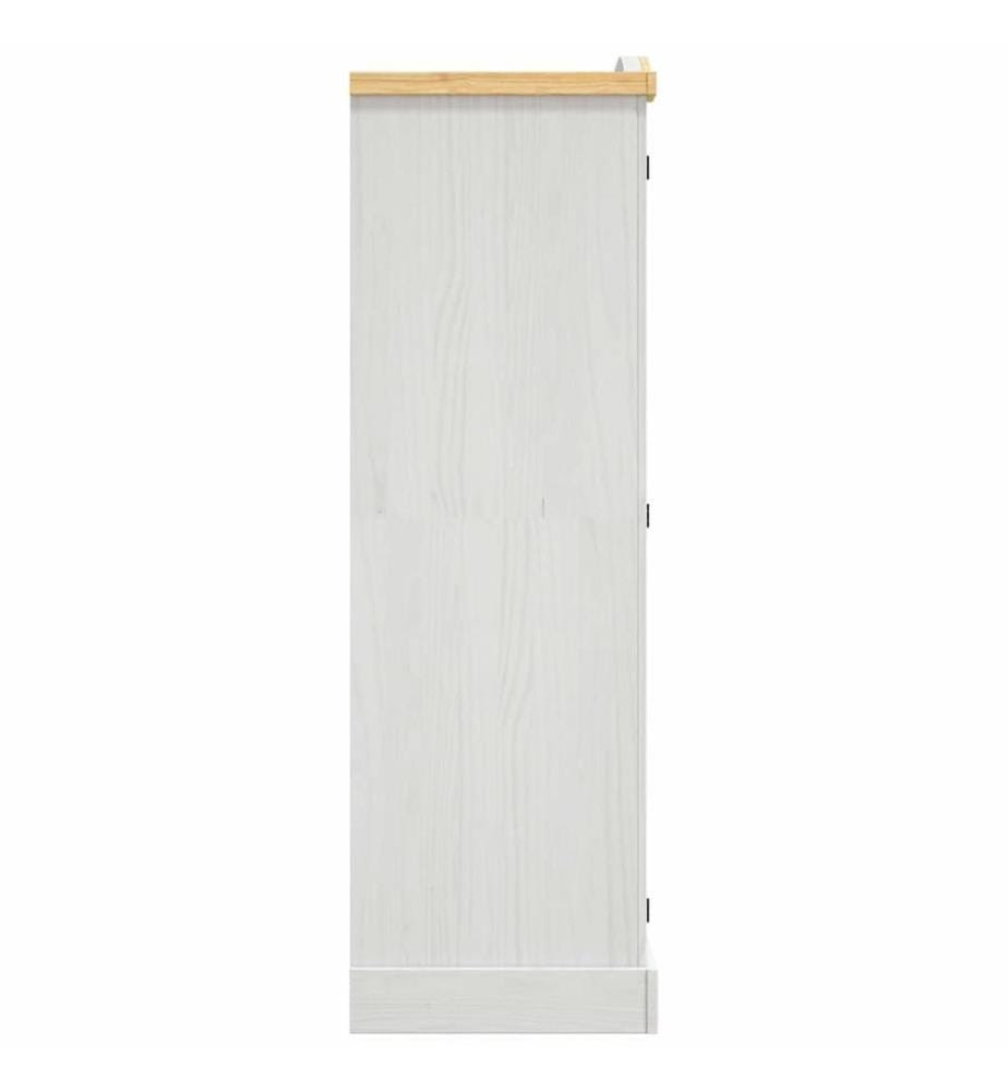 Kleiderschrank Mexiko-Stil Kiefernholz 3 Türen Weiss