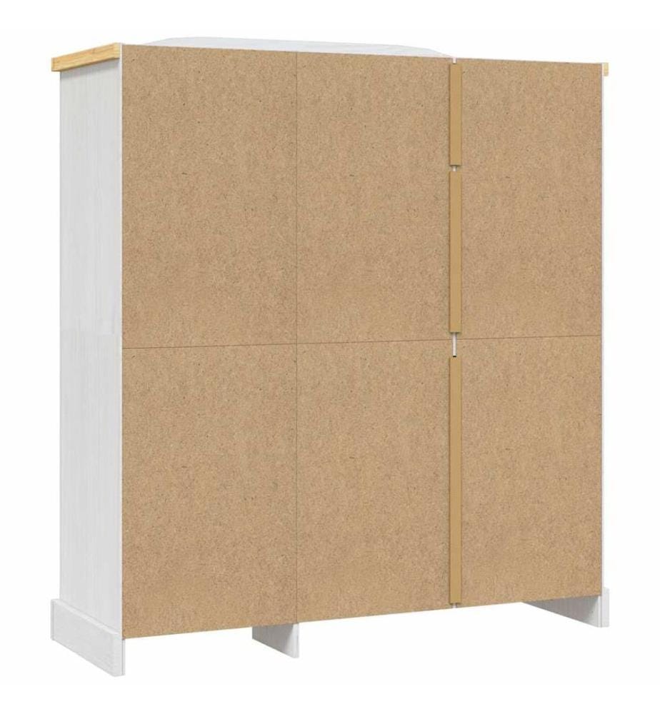 Kleiderschrank Mexiko-Stil Kiefernholz 3 Türen Weiss