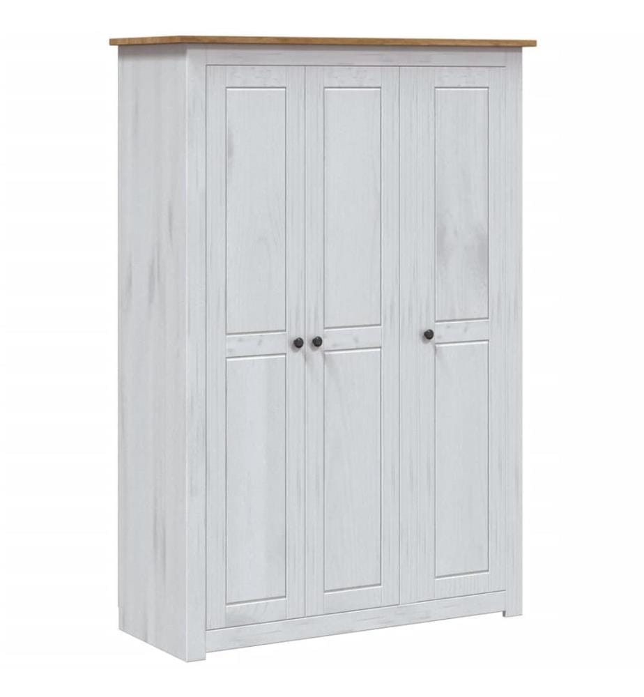 Kleiderschrank 3-Türig Weiss 118×50×171,5 cm Kiefer Panama Serie