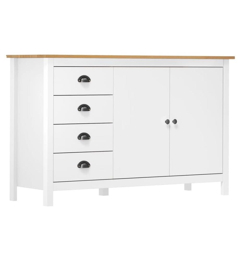 Sideboard Hill Weiss 130x40x80 cm Massivholz Kiefer