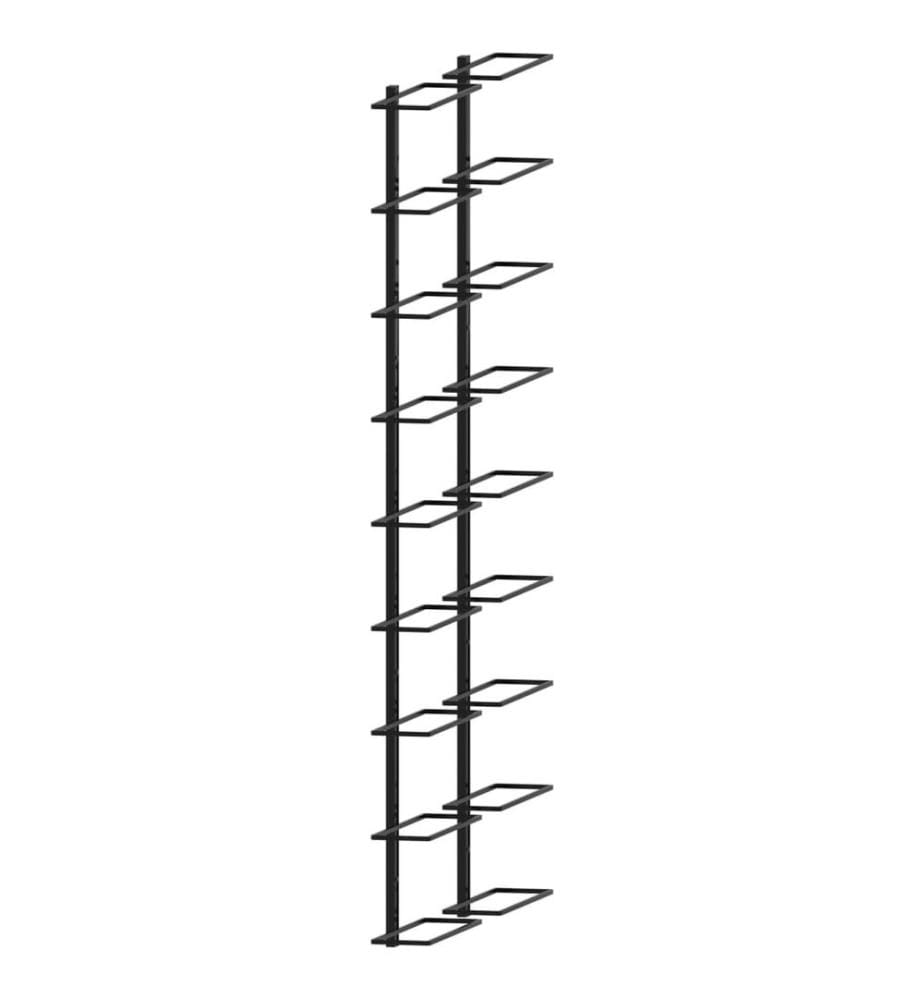Casiers à bouteilles muraux pour 18 bouteilles 2 pcs Noir Fer