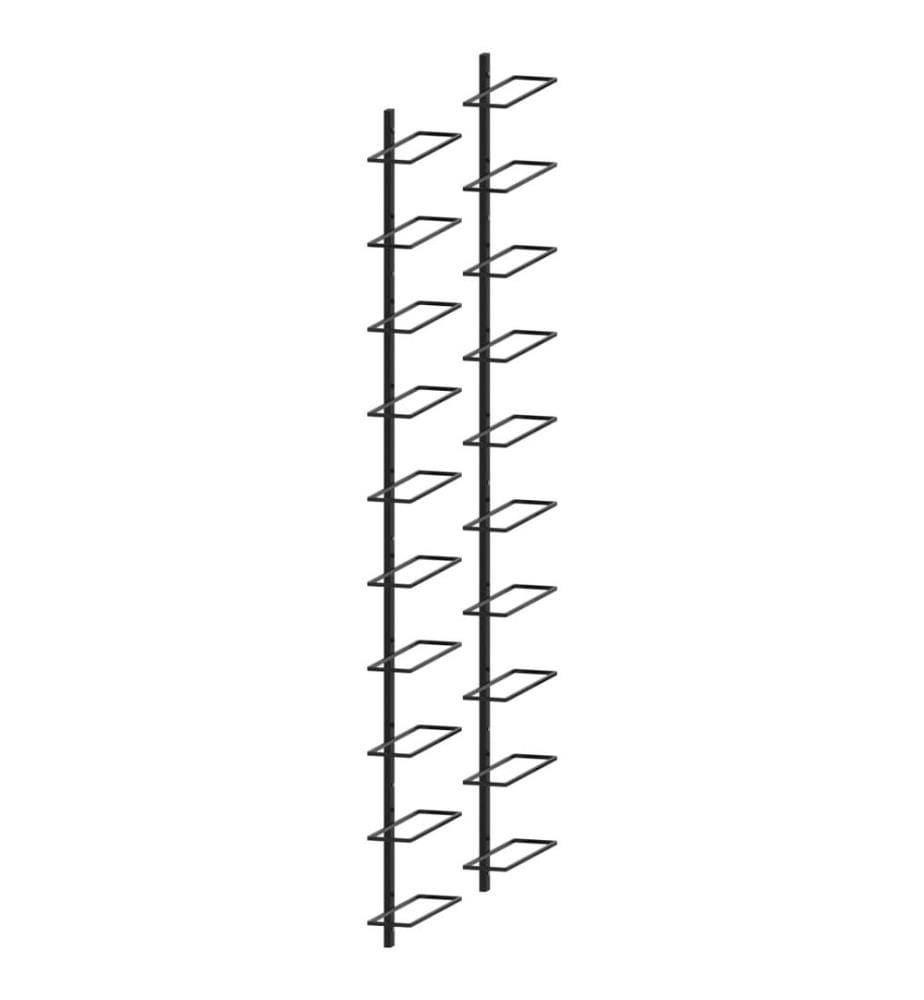 Wand-Weinregale für 20 Flaschen 2 Stk. Schwarz Metall