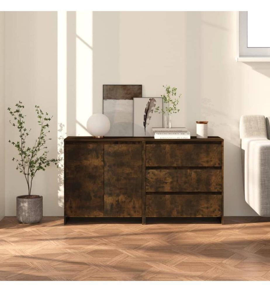 2-tlg. Sideboard Räuchereiche Holzwerkstoff