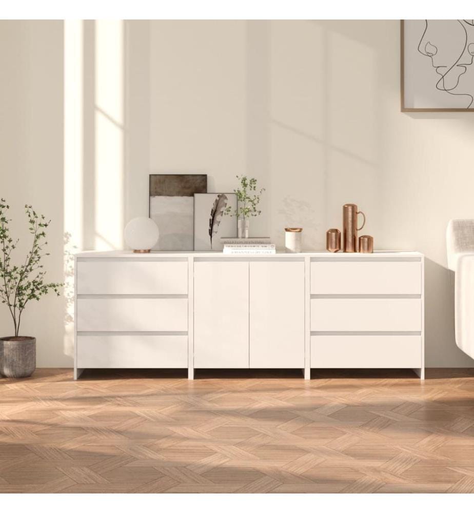 3-tlg. Sideboard Weiss Holzwerkstoff